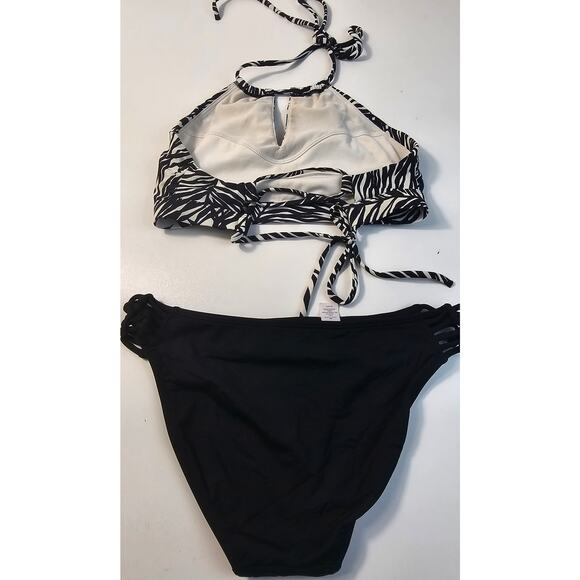 Athleta 2 piece DIFFERENT SIZES XXS top XS bottom halter zebra tie back black - Picture 6 of 8